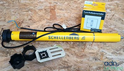 a yellow tube with a black handle and a black cord