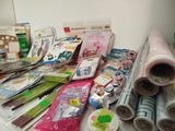 a table with a lot of craft supplies on it