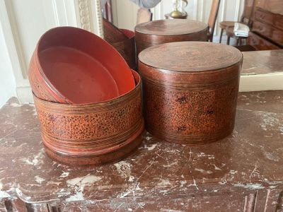 two wooden containers sitting on top of a table