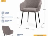 les dimensions d'une chaise de salle à manger avec une assise et des pieds