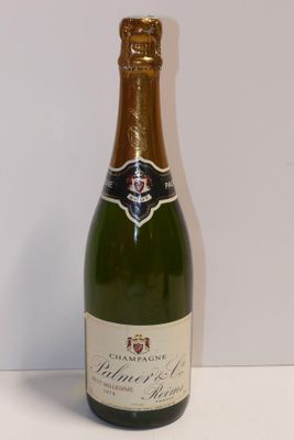 a bottle of champagne that is sitting on a table