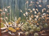 une peinture représentant un bouquet de plantes dans un champ