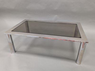 TABLE basse rectangulaire à structure et piètement en métal chromé, pl - Photo 1