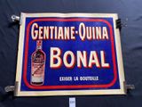 an image of a blue sign with a bottle of bonal on it