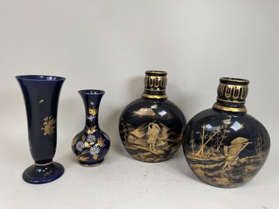 three vases sitting next to each other on a table