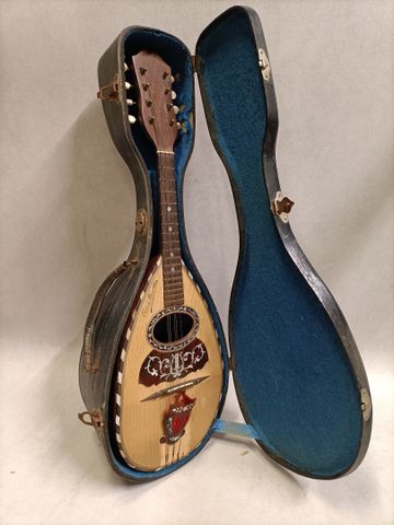 Rafaele Disantino. Mandoline, décor de fleurs incrustations de na