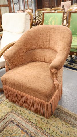 Fauteuil crapaud velours rose