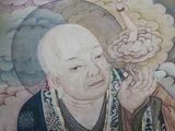 un tableau représentant un homme tenant une fleur à la main