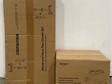 two boxes sitting next to each other on the floor