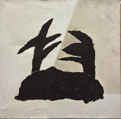 une image représentant une peinture en noir et blanc montrant deux mains sortant de la tête d'une personne