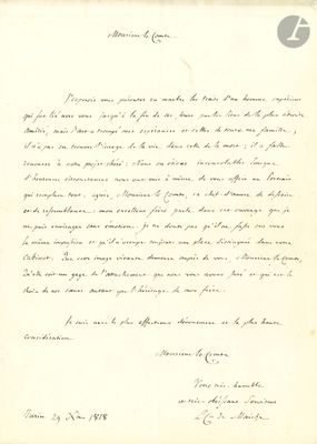 a black and white photo of a letter written in french