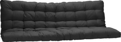 un coussin de fauteuil futon noir sur fond blanc
