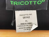 a close up of a label on the back of a black jacket