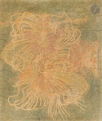 dessin d'un poisson sur une feuille de papier avec un effet « grunge »