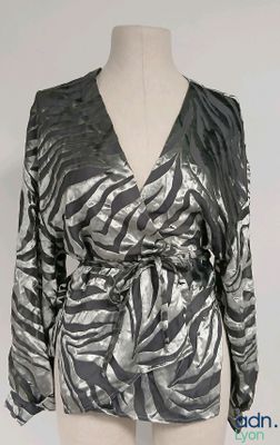 IRO - Top argenté en velours et resille - Taille 36 - Neuf -…