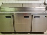 a stainless steel counter in a commercial kitchen