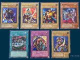six different types of cards on a blue background