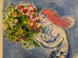 painting of a woman with a bouquet of flowers in her hand