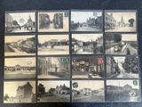 several old black and white photographs of a street and buildings