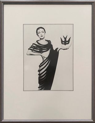 an image of a black and white drawing of a woman holding a bird