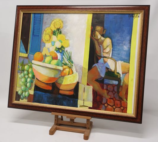 Yves AUBRY (1945-2023) « La sieste ». Huile sur toile. Signée en ...