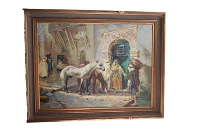 une photo d'un tableau représentant un homme et un cheval