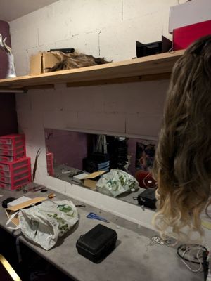 a hair dryer sitting on a counter in a room