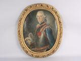 an old painting of a man in a military uniform holding a book