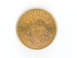 a gold coin on a white surface with a white background