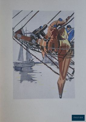 a picture of a picture of a man on a boat