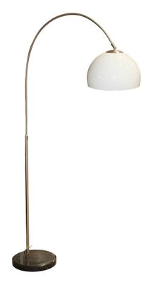 a white lamp with a black base and a white shade