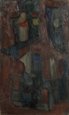 an oil painting of a man sitting on a chair in front of a window