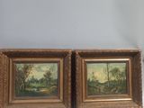pair of 19th century oil paintings of a country landscape
