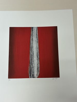 une image représentant une photo d'une œuvre d'art sur fond rouge