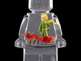 a lego figure with a red fox in the middle of it