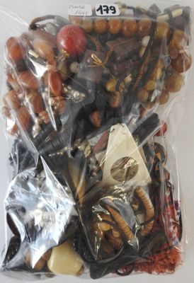 a bag of assorted beads and other items in it