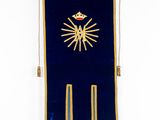 an image of a blue and gold flag with a crown on it