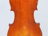 an old violin with a wooden back and bow on a white background