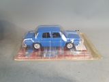 a blue toy car in a clear plastic box
