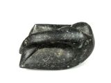 an image of a black stone sculpture of a snake