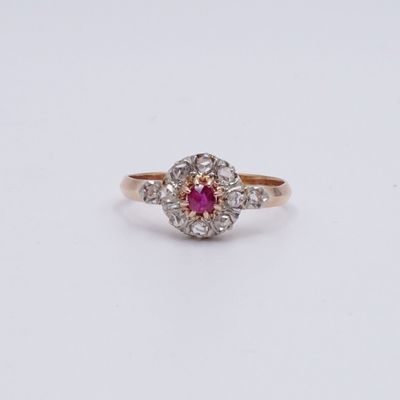 bague ancienne en rubis et diamants