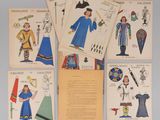 a set of six vintage children ' s paper dolls