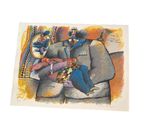 a drawing of a man and a woman sitting on a couch