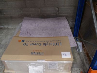 a stack of boxes sitting on a pallet in a warehouse