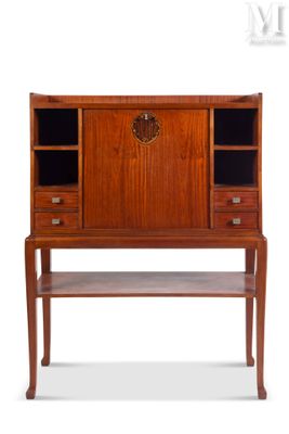 an image of a wooden desk with two shelves and a shelf