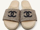 chanel sandals with a logo on the side