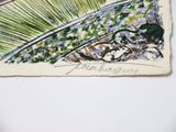 a drawing of a palm leaf on a piece of paper