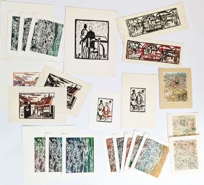 a lot of different types of stamps on the table