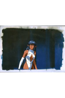 une image représentant une femme vêtue d'une tenue blanche et bleue
