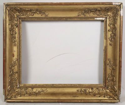 a gold picture frame with a white background